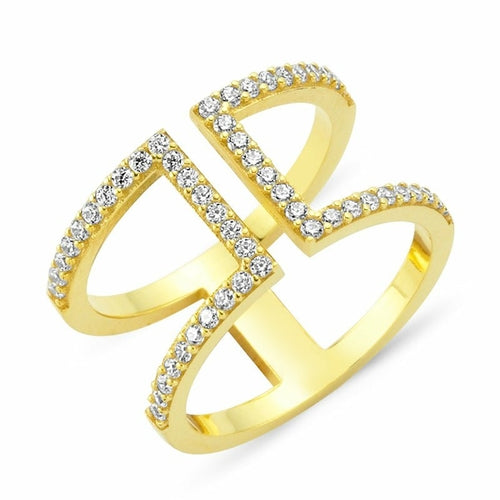 Ires Dainty Double Band Silver Stacked Ring