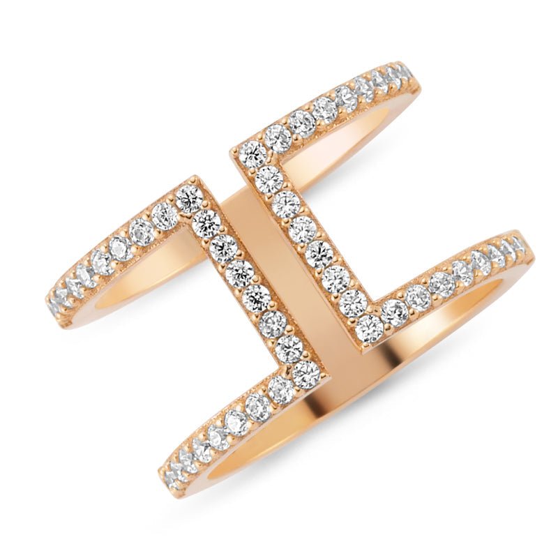Ires Dainty Double Band Silver Stacked Ring