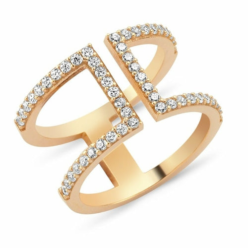 Ires Dainty Double Band Silver Stacked Ring