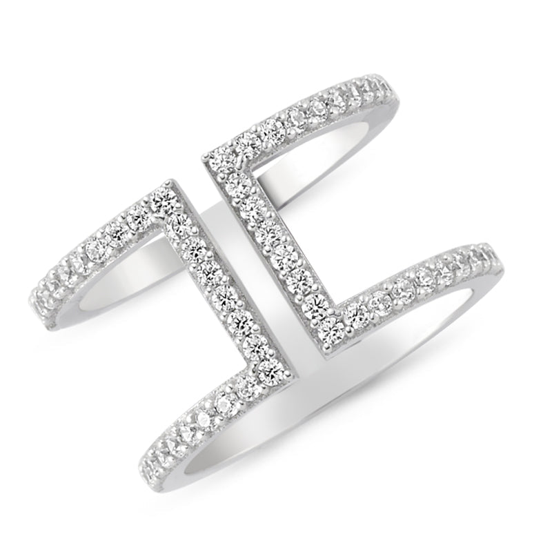 Ires Dainty Double Band Silver Stacked Ring