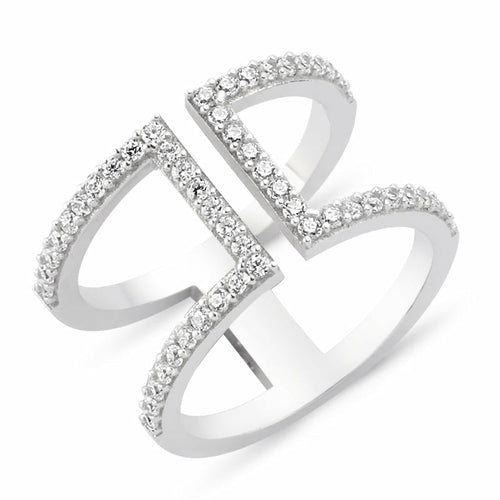 Ires Dainty Double Band Silver Stacked Ring